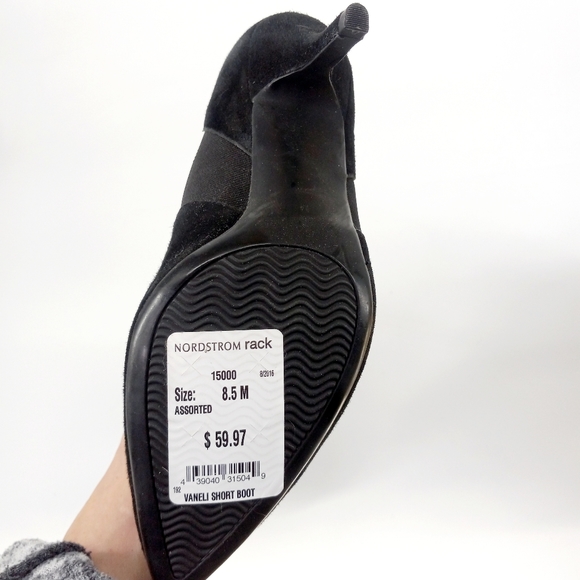 Vaneli 8.5 Black Suede Elastic Short Boot - Picture 3 of 5
